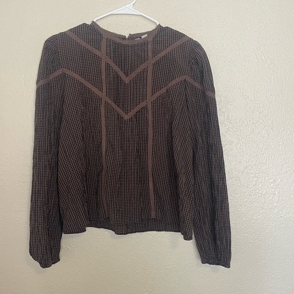 Brown Checkered Women's Top - Picture 3 of 8
